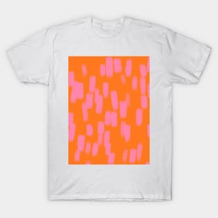 Abstract, Orange with Pink Brush Strokes T-Shirt